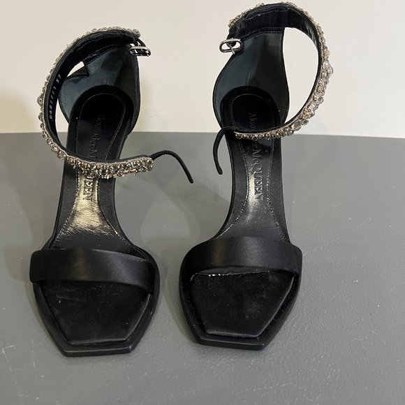 NWOT ALEXANDER MCQUEEN Crystal Strap Sandal in Black/Crystal/Silver (Size 37) - Picture 4 of 12